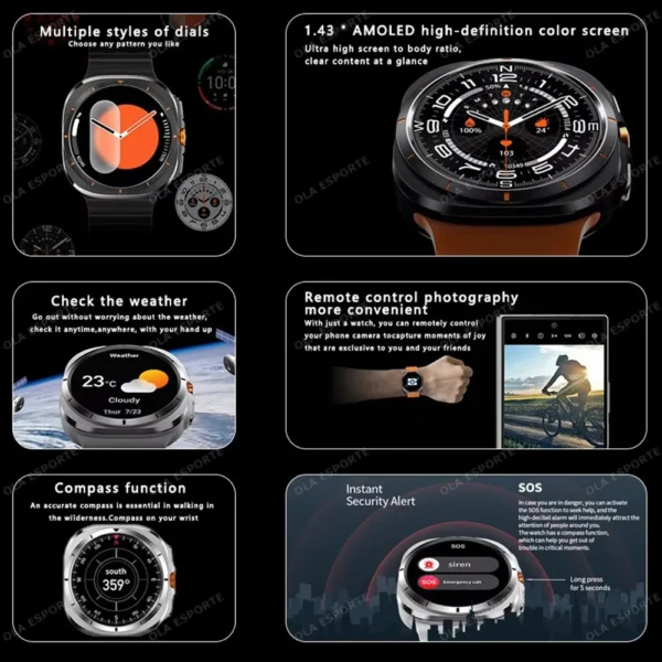 Smartwatch D29 AMOLED com Bluetooth e Monitoramento Fitness - Image 2