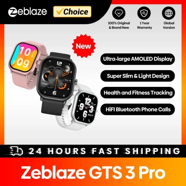 Smartwatch Zeblaze GTS 3 Pro com Chamadas de Voz e Tela AMOLED